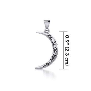 Crescent Moon with Meaningful Bind Runes Small Pendant TPD5832 - Jewelry